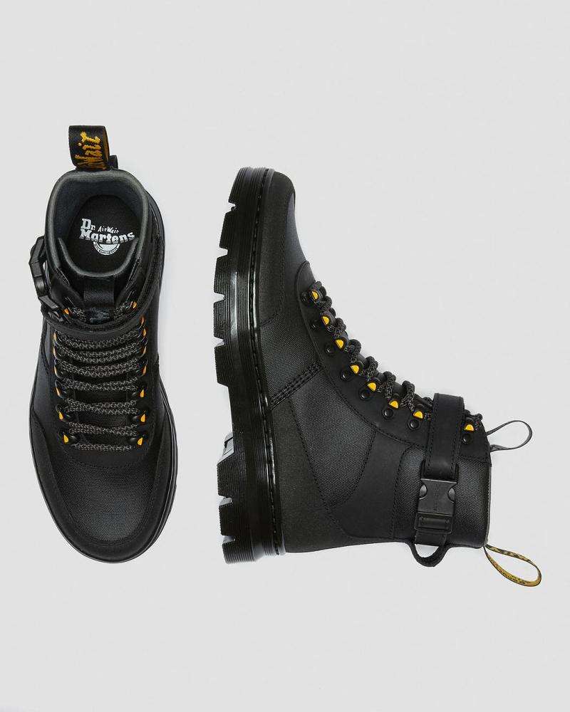 Black Men's Dr Martens Combs Tech Coated Canvas Ankle Boots | CA 438JPQ